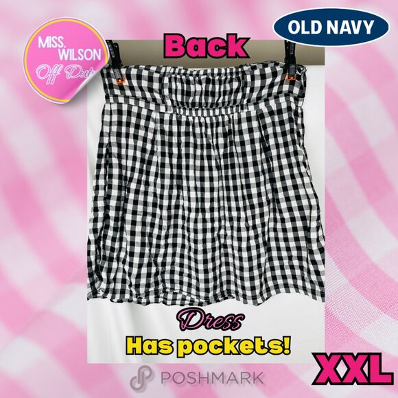 Old Navy Black and White Checkerboard Skater Dress-XXL - Picture 2 of 3